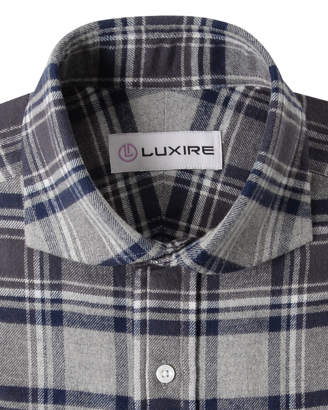 Dark Gull Grey Navy Plaid Flannel Work Shirt