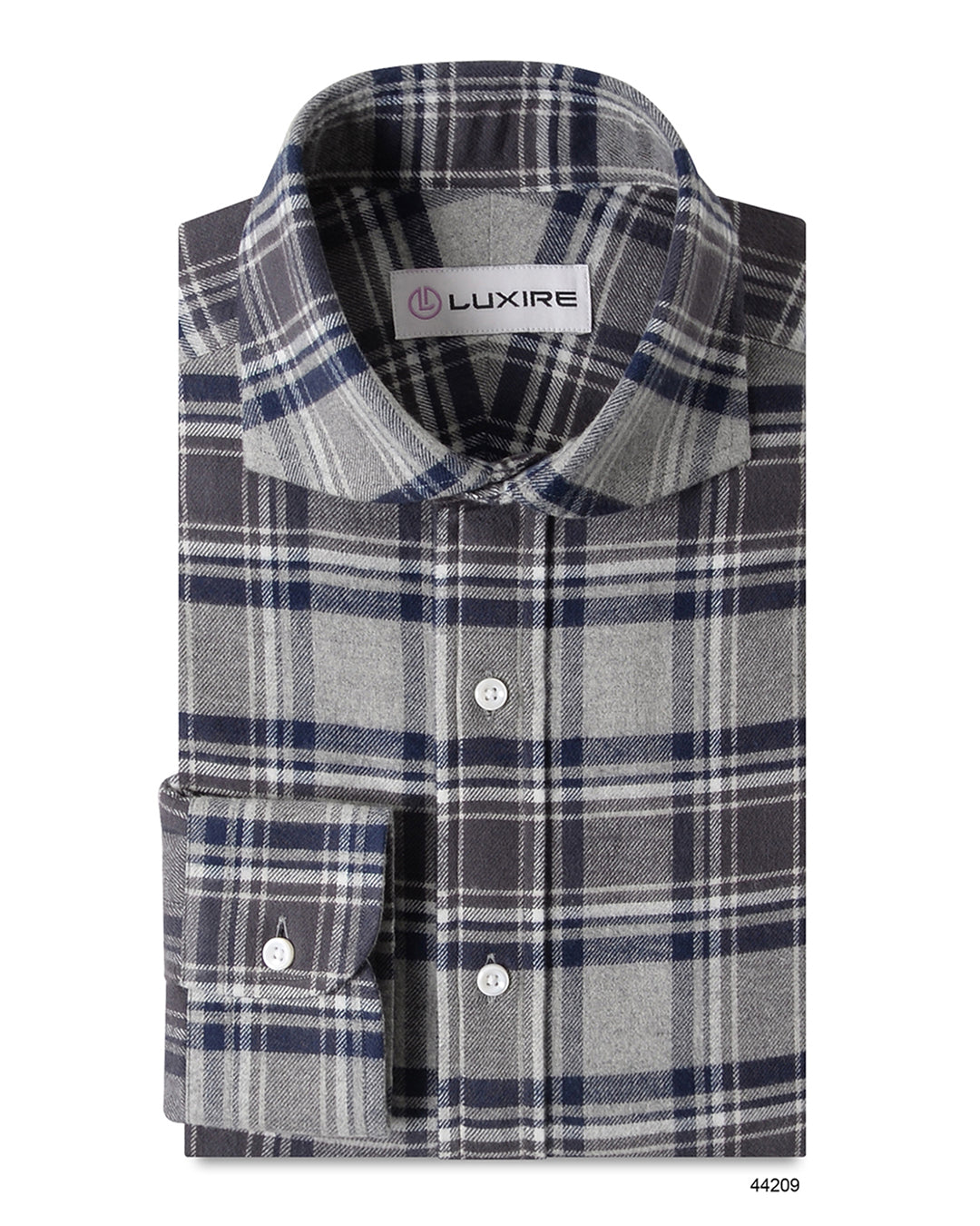 Dark Gull Grey Navy Plaid Flannel Work Shirt