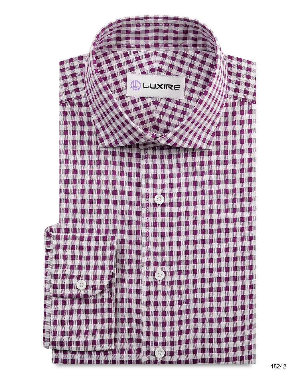 Monti Purple White Small Gingham Twill - 1