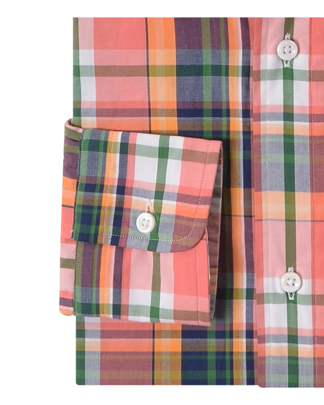 Peach Navy Green Madras Checks