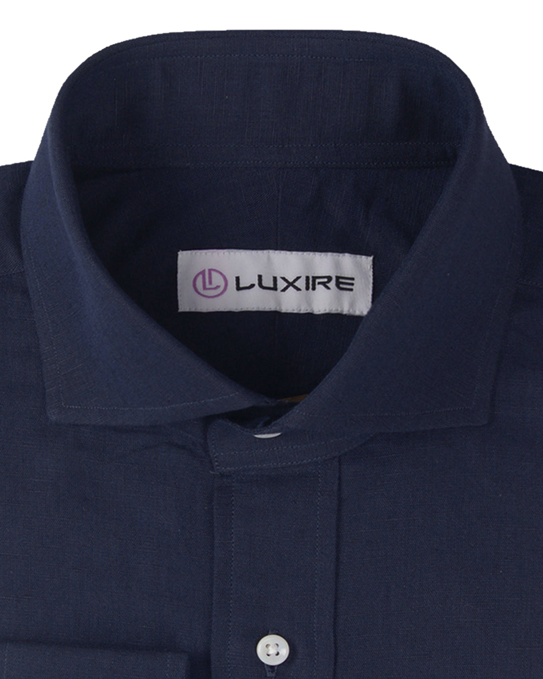 Solid Navy Blue Linen Shirt - 2