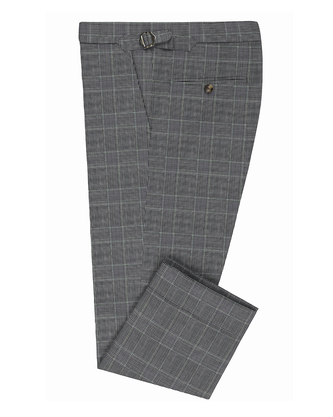 Dugdale Fine Worsted Pant - Grey Prince of Wales with Blue Overcheck