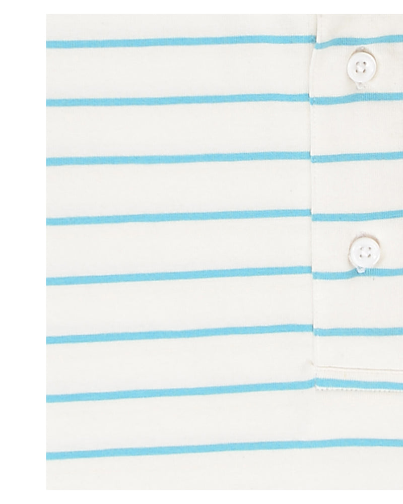 White Blue Striped Polo T-shirt
