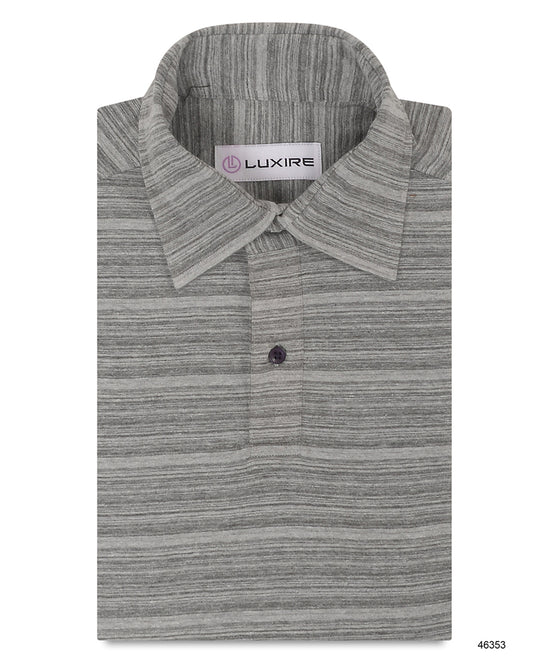 Grey Striped Polo T-shirt