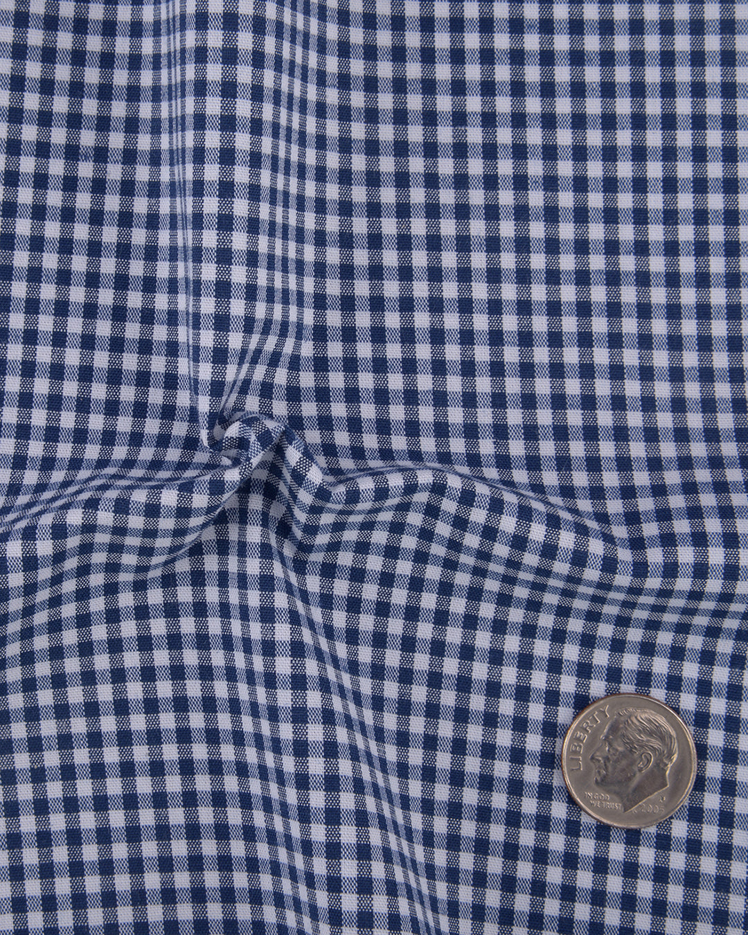 Denim Blue and White Macro Gingham Checks - 4