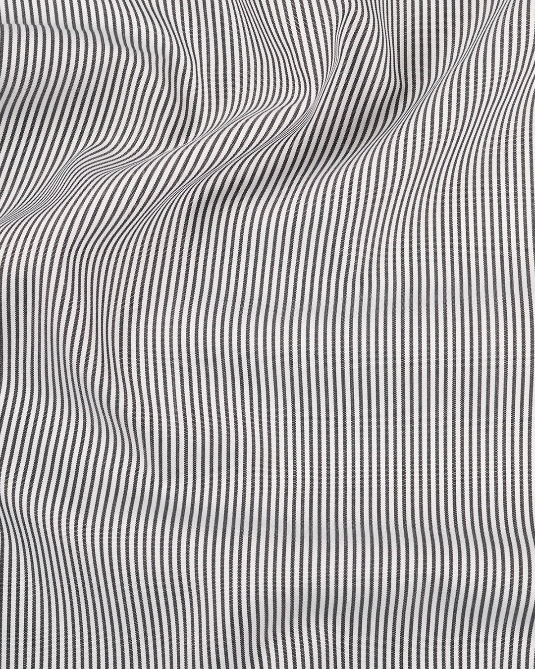 Brembana White Black Hairline Stripes Shirt