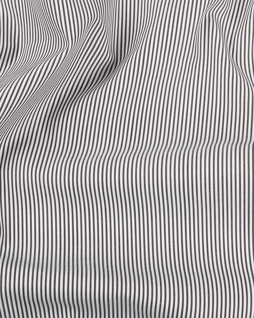 Brembana White Black Hairline Stripes Shirt - 5