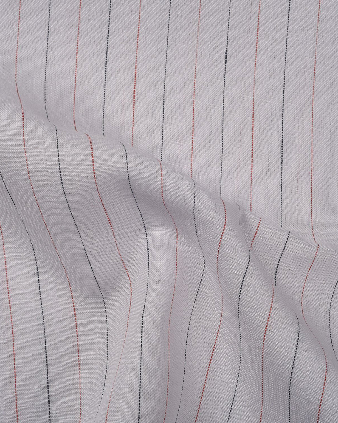 Pullover Shirt in Ecru Wide Black Red Pin Stripes - 4