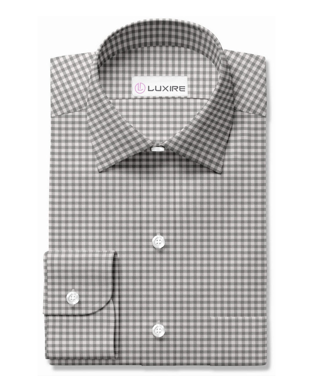 Albini: Light Grey Brush Gingham - 1