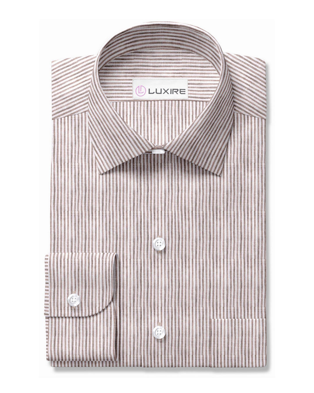 Albini Linen: Brown White Dress Stripes - 1
