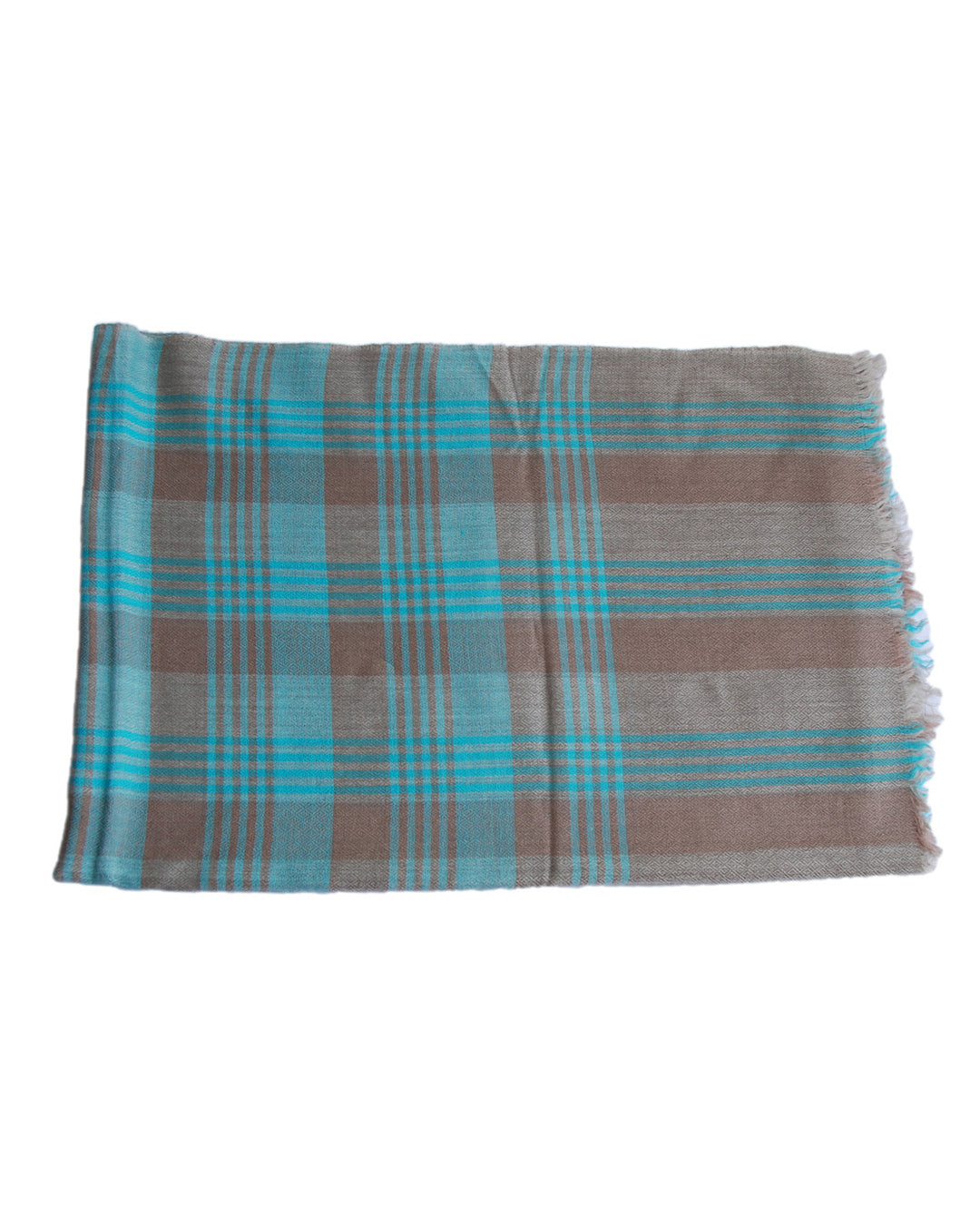 Pure Cashmere Scarf - Blue Grey Plaid - 2