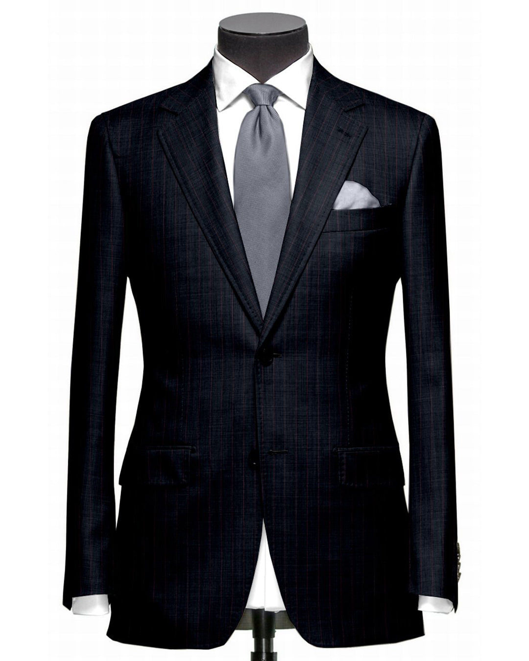 Dugdale Fine Worsted - Navy with Red Pin Stripe Jacket - 1