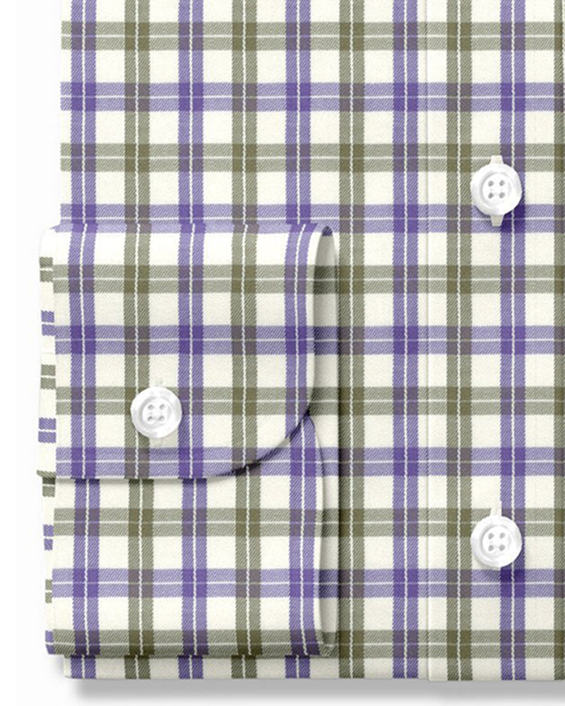 Purple Green Cream Twill Tattersall