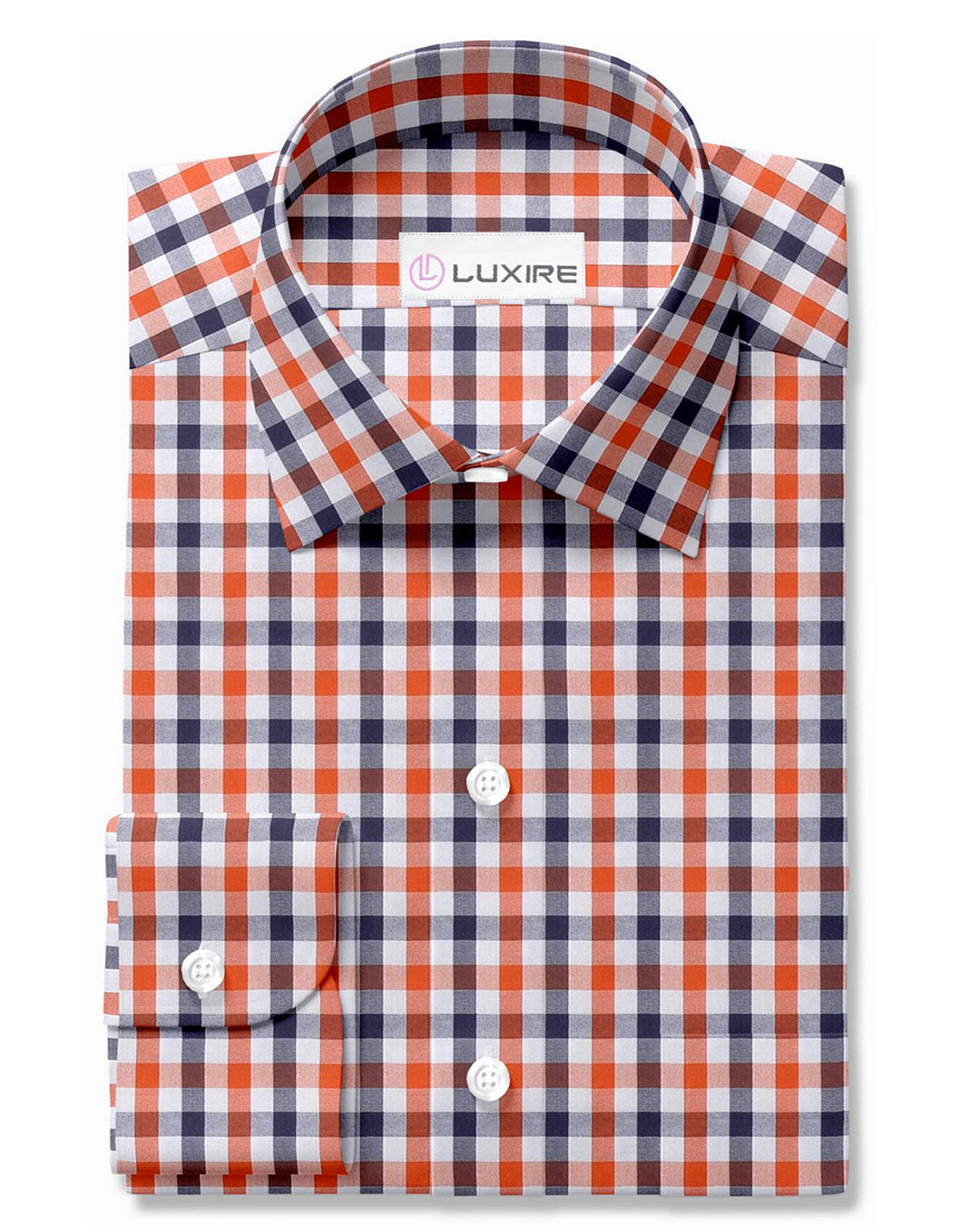 Orange White Navy Gingham - 1