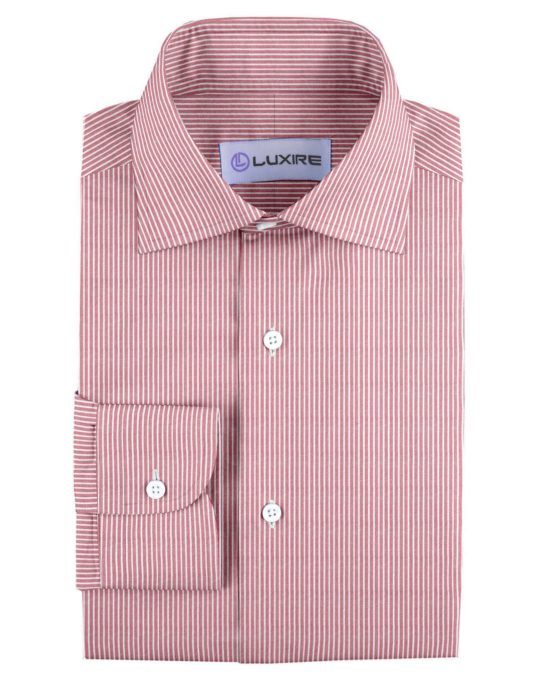 Pullover Shirt in Pale Red White Pin Stripes Seersucker - 1