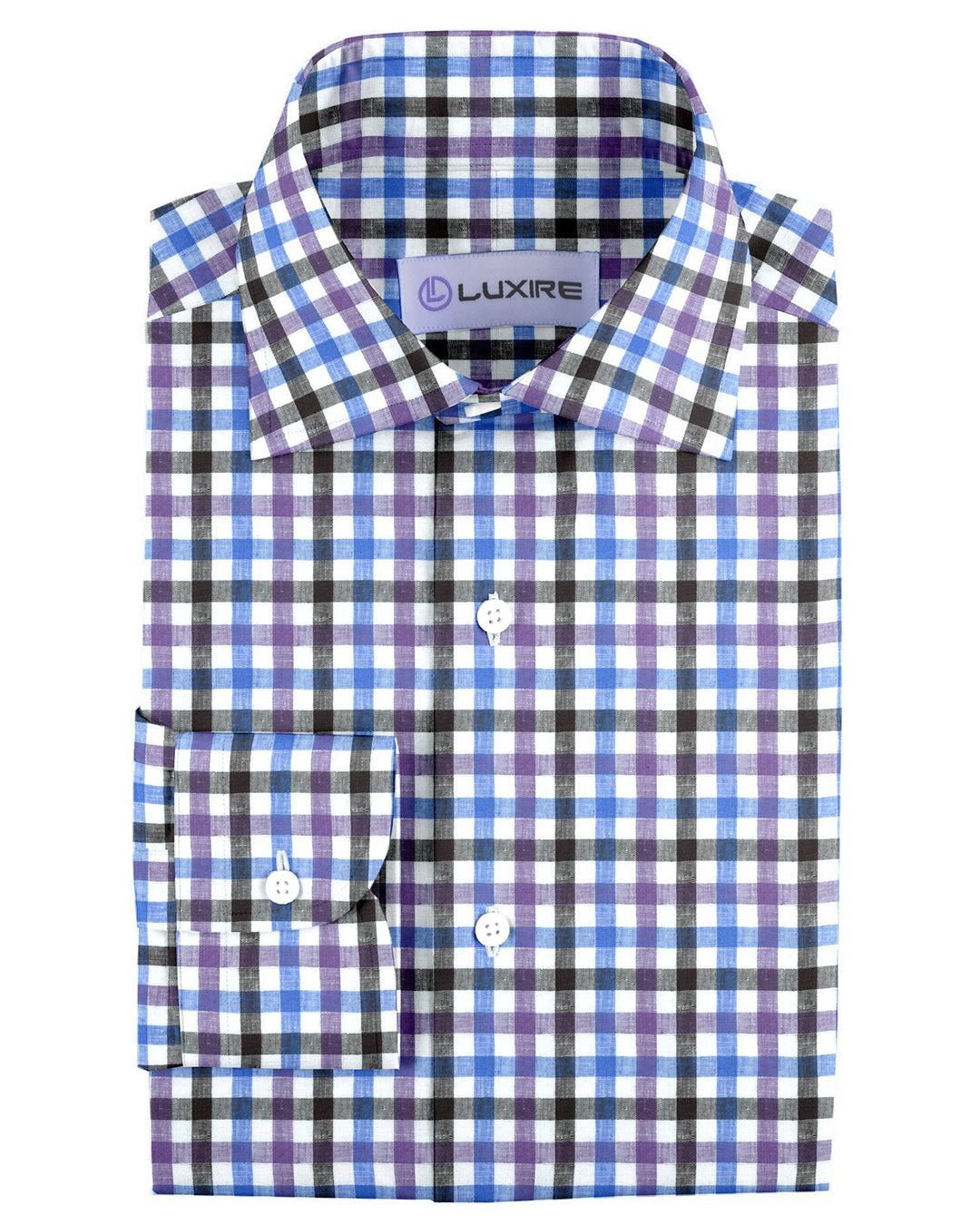 Purple Blue Black Gingham Linen - 1