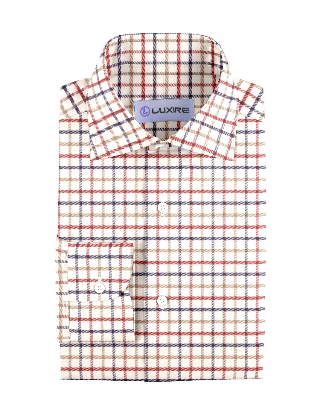 Cream Red Tan Country Checks Flannel - 1